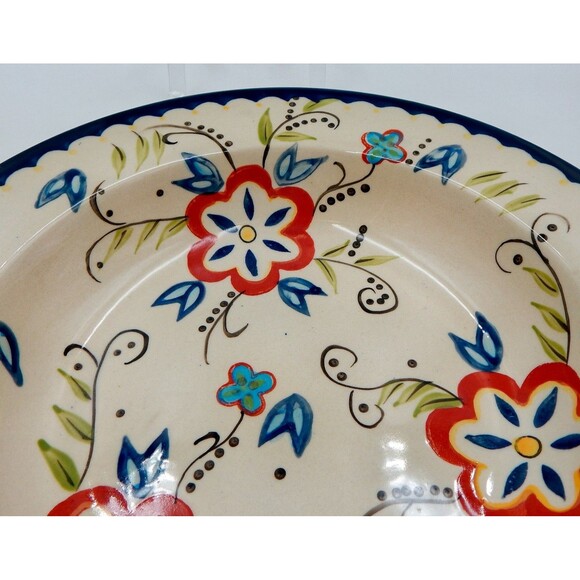 Temptations By Tara Capri Pasta Bowl Blue Wide-Rimmed 12 Inch Floral 1 .5 Qt - Picture 7 of 9